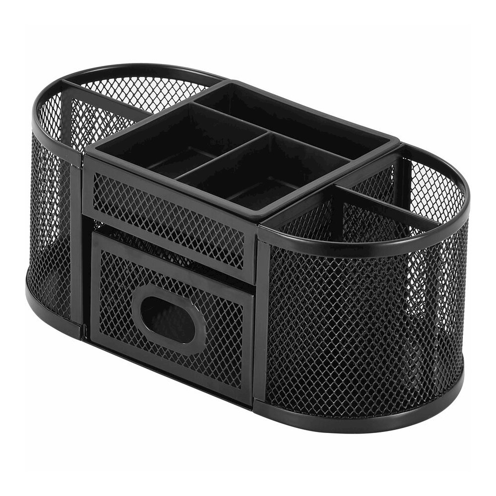 Lorell Mesh Desktop Organizer - Desktop - Compact, Sturdy, Removable Compartment - Black - Steel, Mesh, Plastic - 1 Each. Picture 6