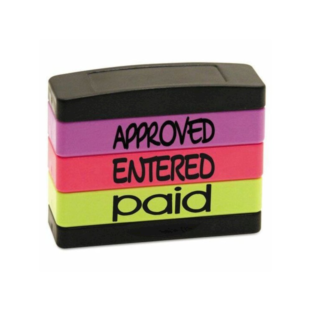 stackSTAMP Stamp Message Stack Set - Message Stamp - APPROVED, ENTERED, PAID - 1.81" Impression Width x 0.63" Impression Length - Assorted - 1 Each. Picture 3