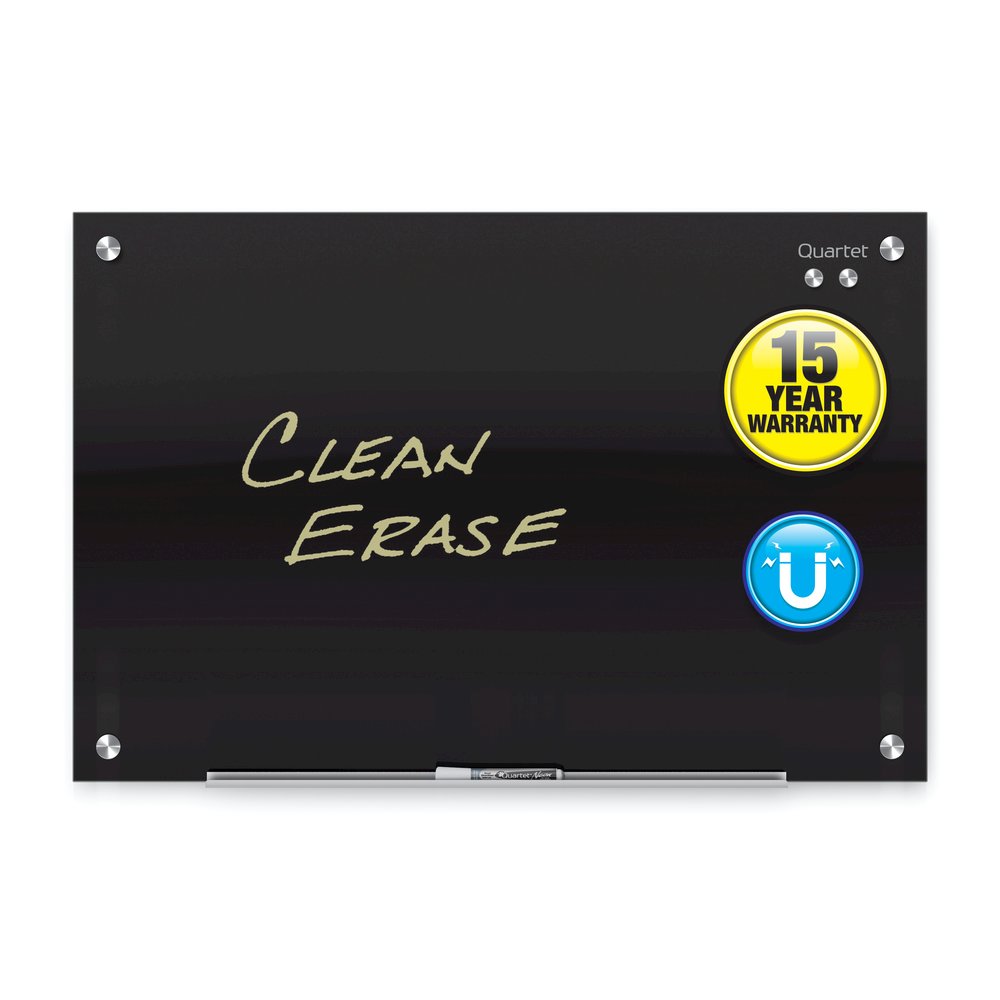 Quartet Infinity&trade; Glass Magnetic Dry-Erase Board - 96" (8 ft) Width x 48" (4 ft) Height - Black Tempered Glass Surface - Black Frame - Horizontal/Vertical - Magnetic - 1 / Each. Picture 9