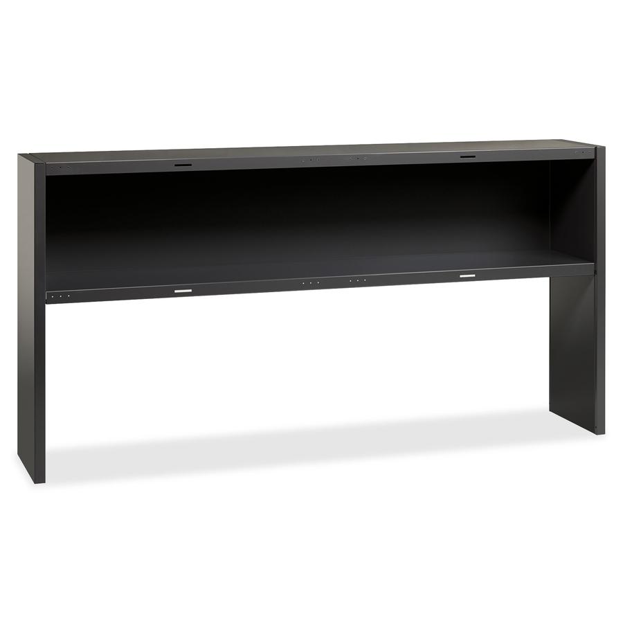 Lorell Fortress Modular Series Stack-on Hutch - x 72" Width - Material: Steel - Finish: Charcoal - Grommet, Cord Management - 1 Each. Picture 4