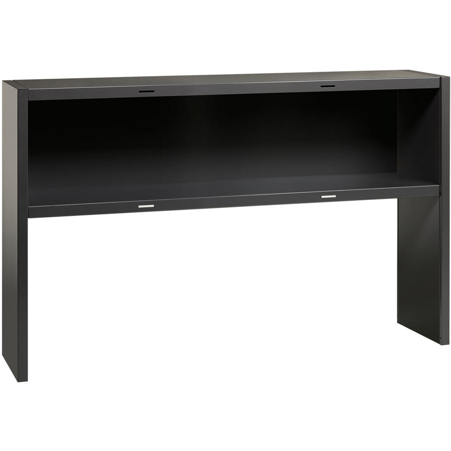 Lorell Fortress Modular Series Stack-on Hutch - x 60" Width - Material: Steel - Finish: Charcoal - Grommet, Cord Management - 1 Each. Picture 4