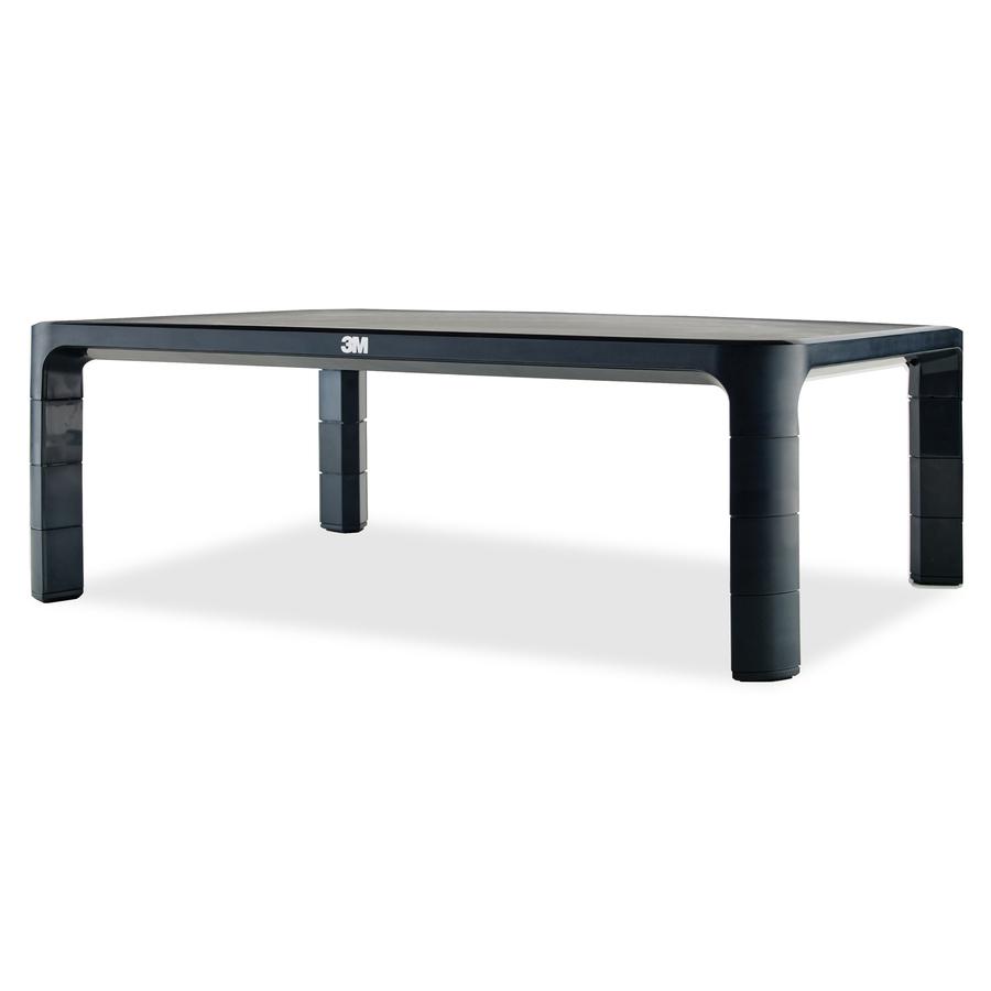 3M Adjustable Monitor Stand for Monitors and Laptops - 20 lb Load Capacity - 5.5" Height x 16" Width x 12" Depth - Desktop - Silver, Black. Picture 4
