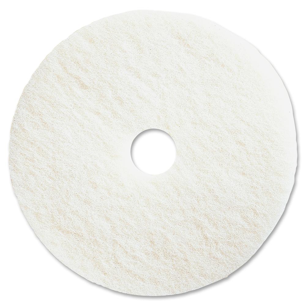Genuine Joe Polishing Floor Pad - 13" Diameter x 1" Thickness - Floor, Polishing - 350 rpm Maximum Speed Supported - Resilient, Flexible, Non-abrasive, Dirt Remover, Rotate - Resin, Fiber - White - 5 . Picture 2