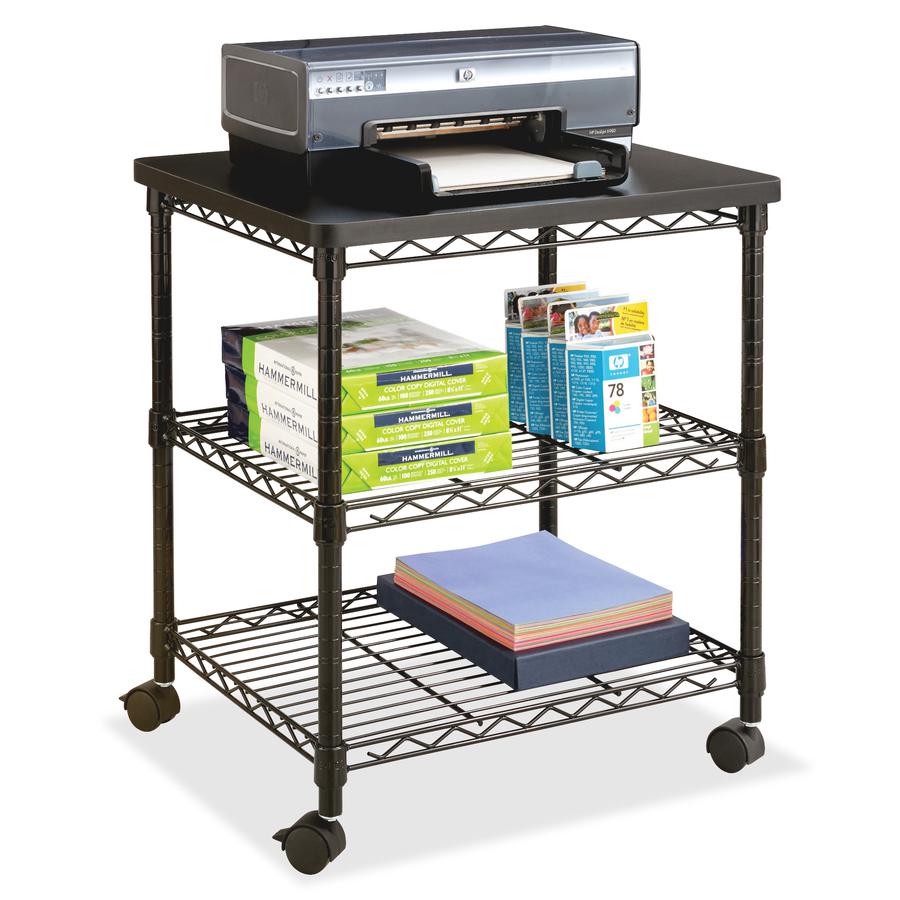 Safco Deskside Wire Machine Stand - 200 lb Load Capacity - 2 x Shelf(ves) - 27" Height x 24" Width x 20" Depth - Steel - Black. Picture 2