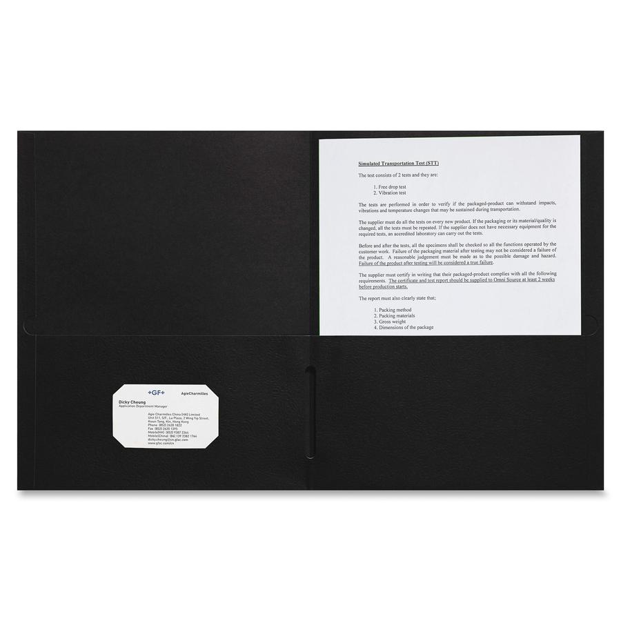 Sparco Letter Pocket Folder - 8 1/2" x 11" - 2 Internal Pocket(s) - Black - 25 / Box. Picture 3