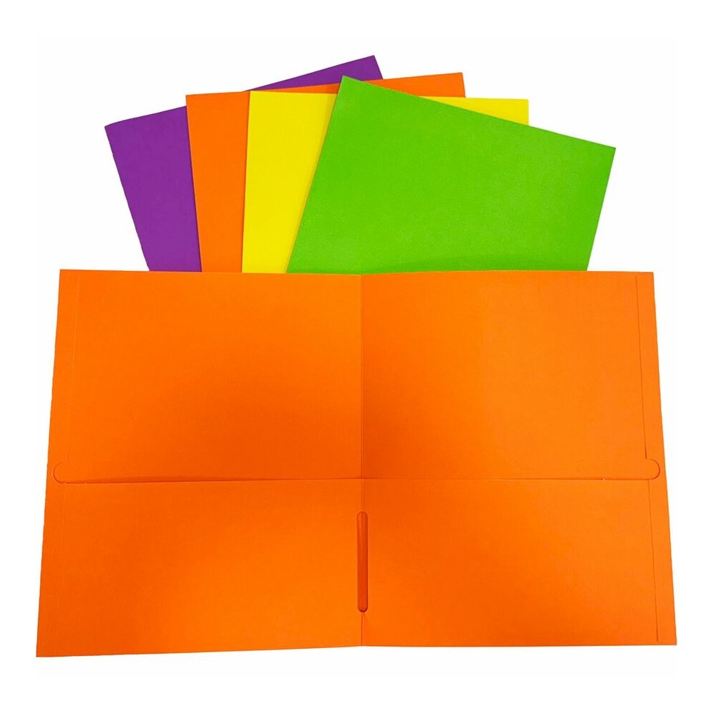Sparco Letter Pocket Folder - 8 1/2" x 11" - 2 Internal Pocket - Leatherette - Assorted - 25 / Box. Picture 8