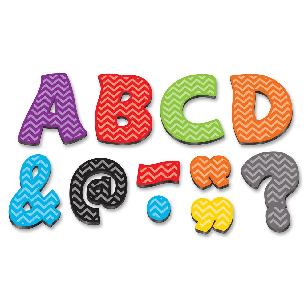 Teacher Created Resources Chevron 3" Magnetic Letters - Learning Theme/Subject - 67 x Letter Shape - Magnetic - Chevron - Durable, Damage Resistant - 0.10" Height x 3" Width x 3" Depth - Multicolor - . Picture 2