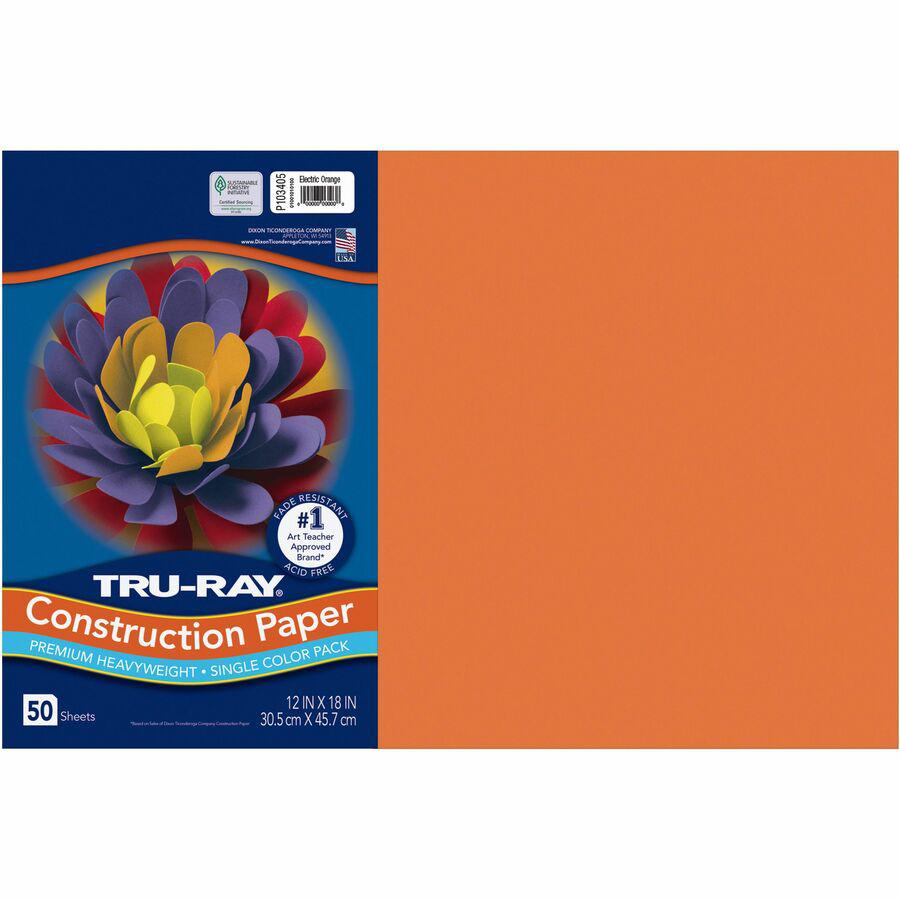 Tru-Ray Construction Paper - Art Project - 18" Width x 12" Length - Electric Orange - Sulphite - 1 Pack. Picture 7