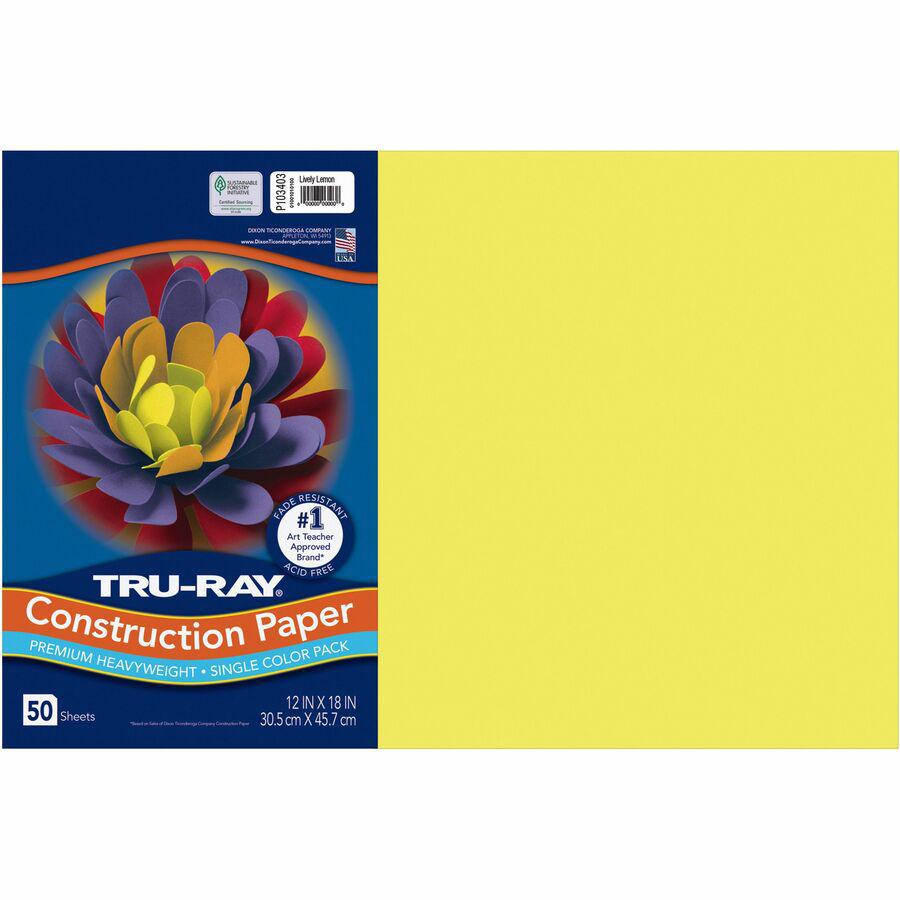 Tru-Ray Construction Paper - Art Project - 18" Width x 12" Length - Lively Lemon - Sulphite - 1 Pack. Picture 8