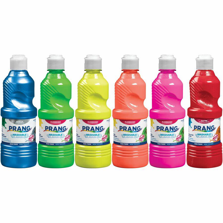 Prang Power Fluorescent Paint Set - 16 fl oz - 6 / Set - Neon Green, Neon Yellow, Neon Orange, Neon Pink, Neon Red, Neon Turquoise. Picture 10