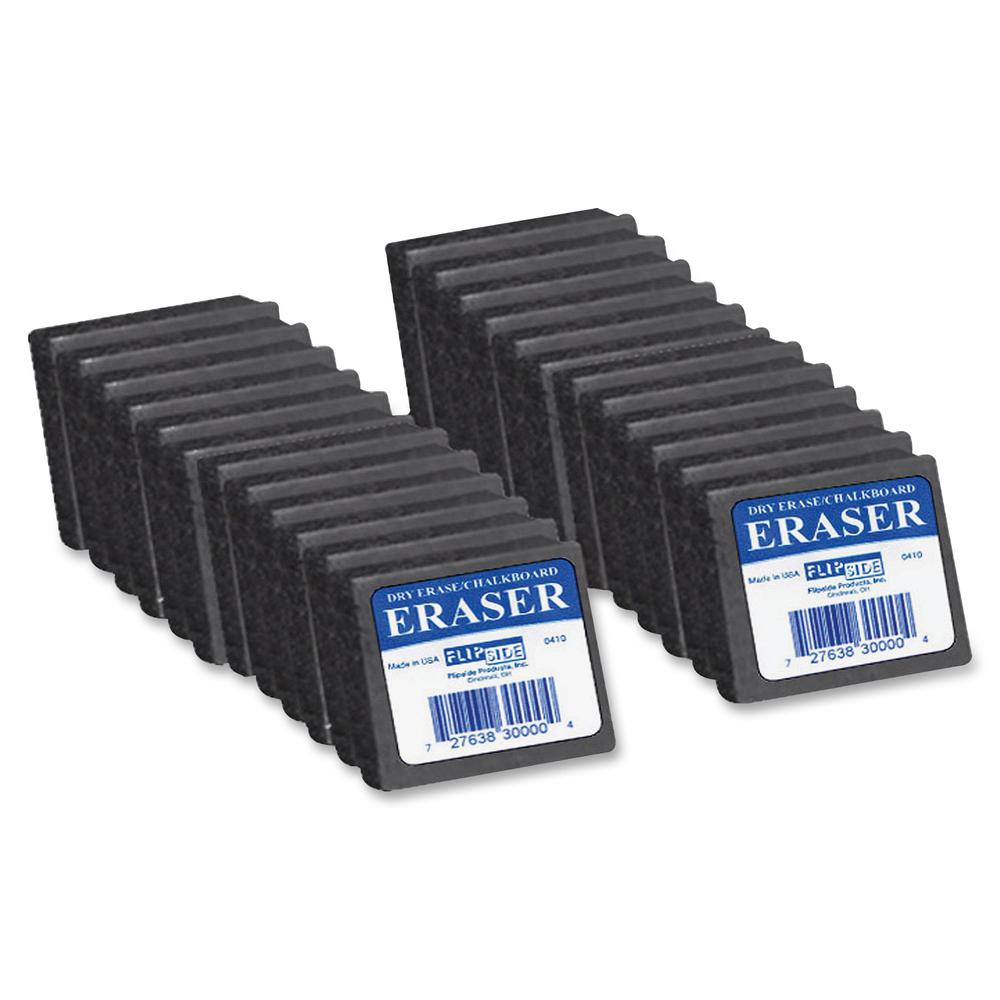 Flipside Dry Erase/Chalkboard Eraser - Gray - Felt - 2" Width x 1" Height x 2" Depth x - 24 / Pack - Soft. Picture 2