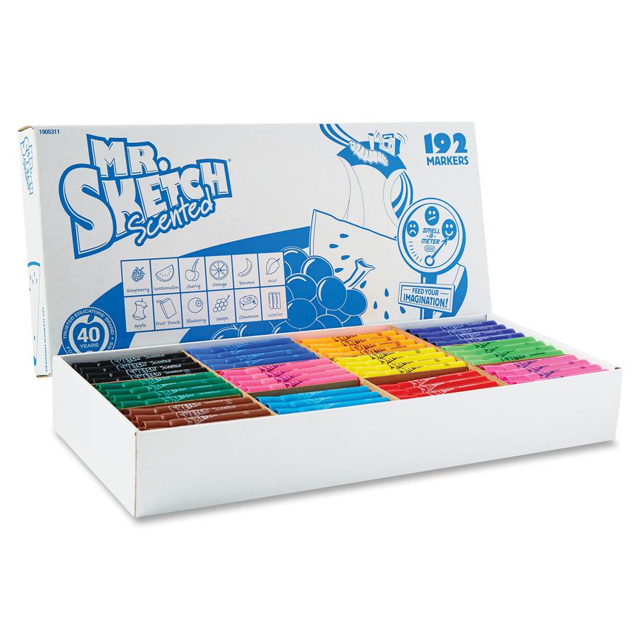 Mr. Sketch Scented Markers Classpack - Broad, Narrow, Medium Marker Point - Chisel Marker Point Style - Raspberry, Orange, Cherry, Banana, Mint, Apple Green, Blueberry, Grape, Cinnamon, Licorice, Melo. Picture 2