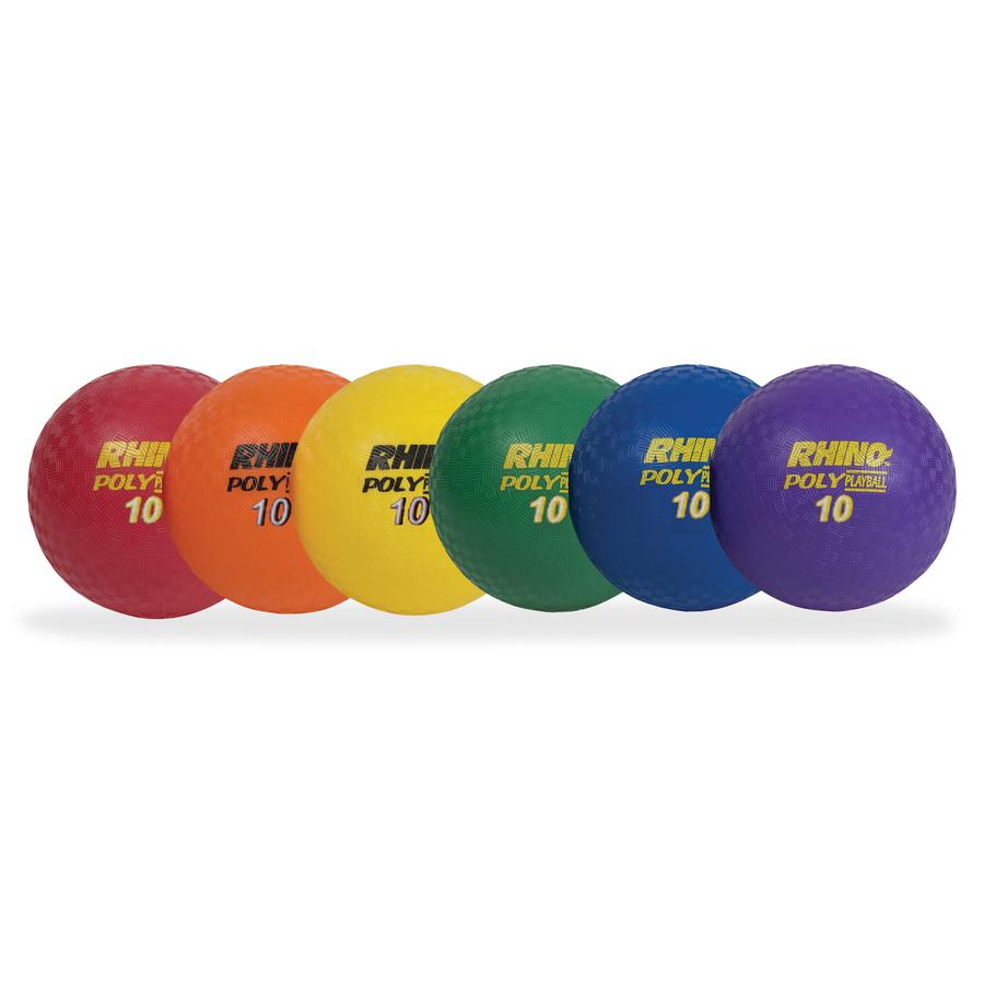 Champion Sports Poly Playground Ball Set - 10" - Red, Orange, Yellow, Green, Blue, Purple - 6 / Set. Picture 2