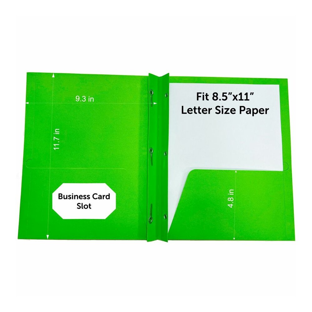 Sparco Letter Pocket Folder - 8 1/2" x 11" - 3 x Double Prong Fastener - 2 Internal Pocket - Apple Green - 1 Box. Picture 4