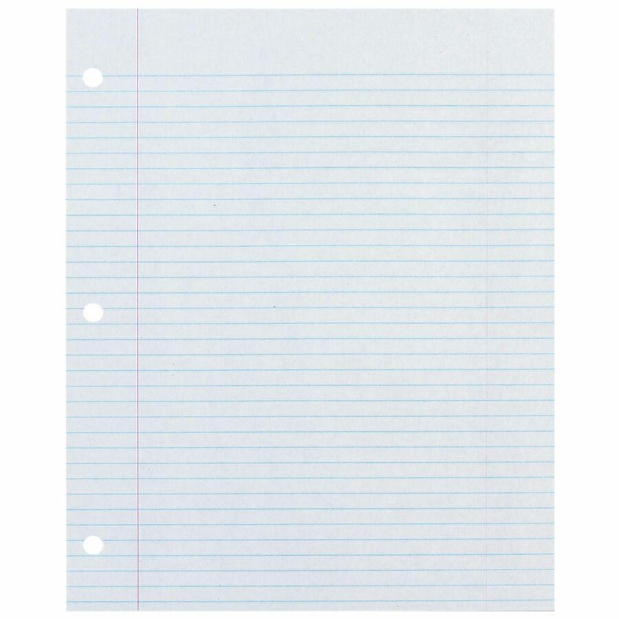 Decorol Recycled Filler Paper - 500 Sheets - Printed - College Ruled - Red Margin - 3 Hole(s) - Letter 8.5" x 11" - White Paper - 500 / Pack - 100% Recycled. Picture 3