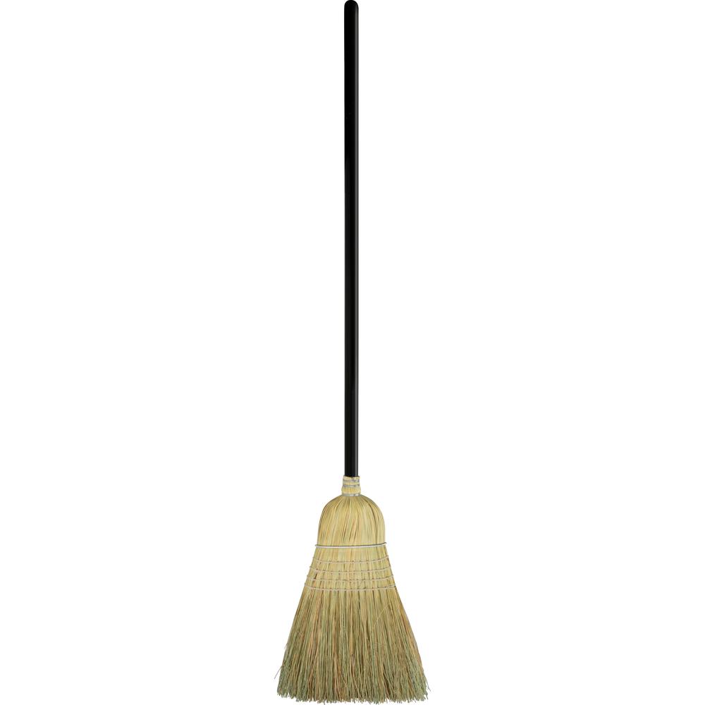 Genuine Joe Warehouse Broom - Corn Fiber Bristle - 38" Handle Length - Lacquered Wood Handle - 1 Each - Natural. Picture 2