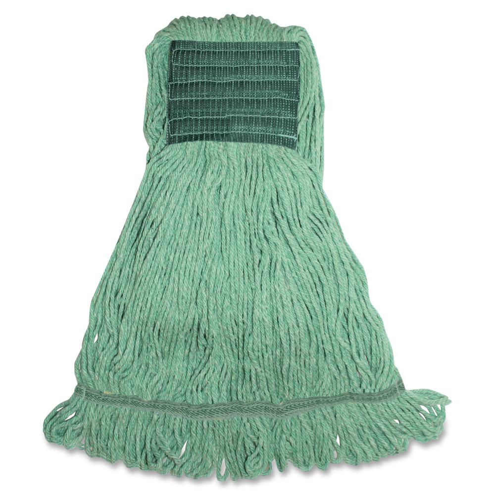 Genuine Joe Synthetic Blend Medium Mophead - Medium - Looped Ends, Durable, Launderable, Headband - Rayon, Cotton, Rayon, Fiber - Green - 16 oz - 1Each. Picture 2