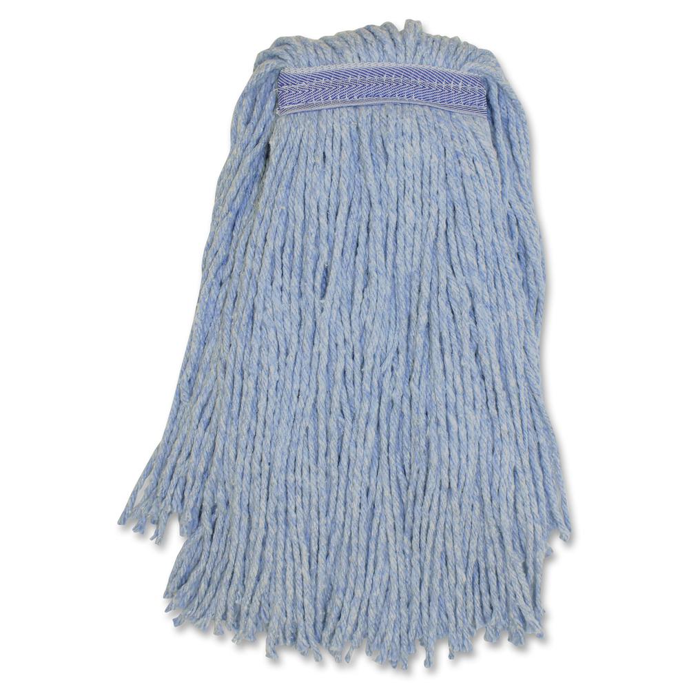 Genuine Joe Blended Yarn Mophead - #24 - Stain Resistant, Cut Ends, Durable, Narrow Headband - Yarn - Blue - 1Each. Picture 2