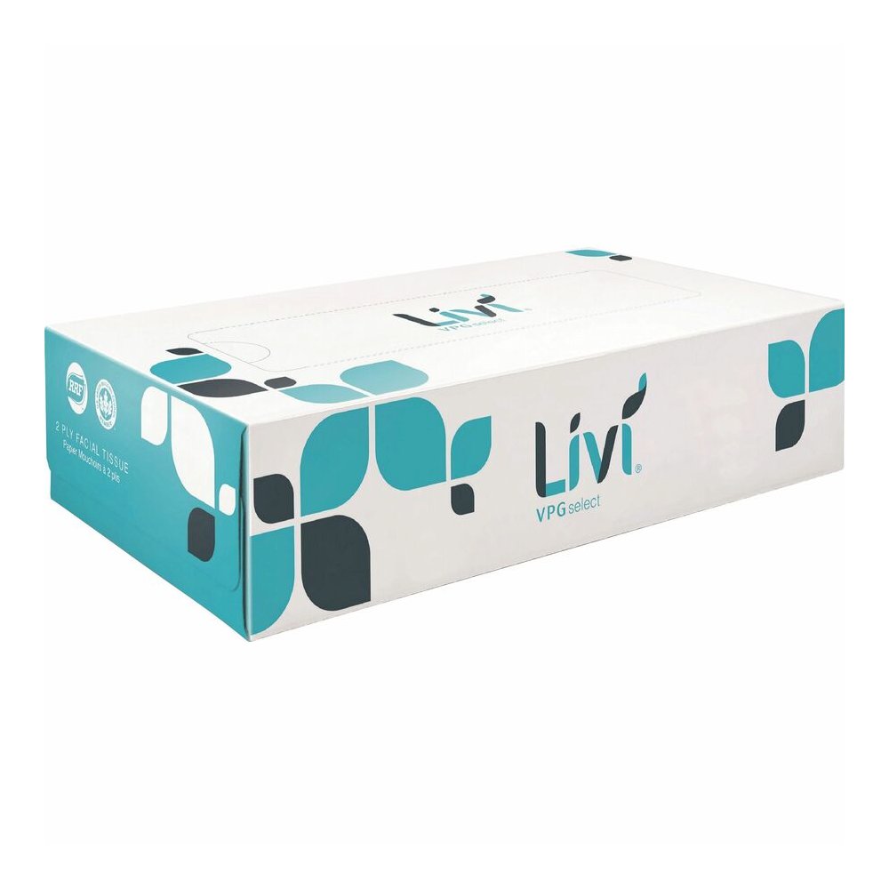 Livi Solaris Paper 2-ply Facial Tissue - 2 Ply - 8.37" Width x 8.07" Length - White - Virgin Fiber - 100/Box - 30 / Carton. Picture 4