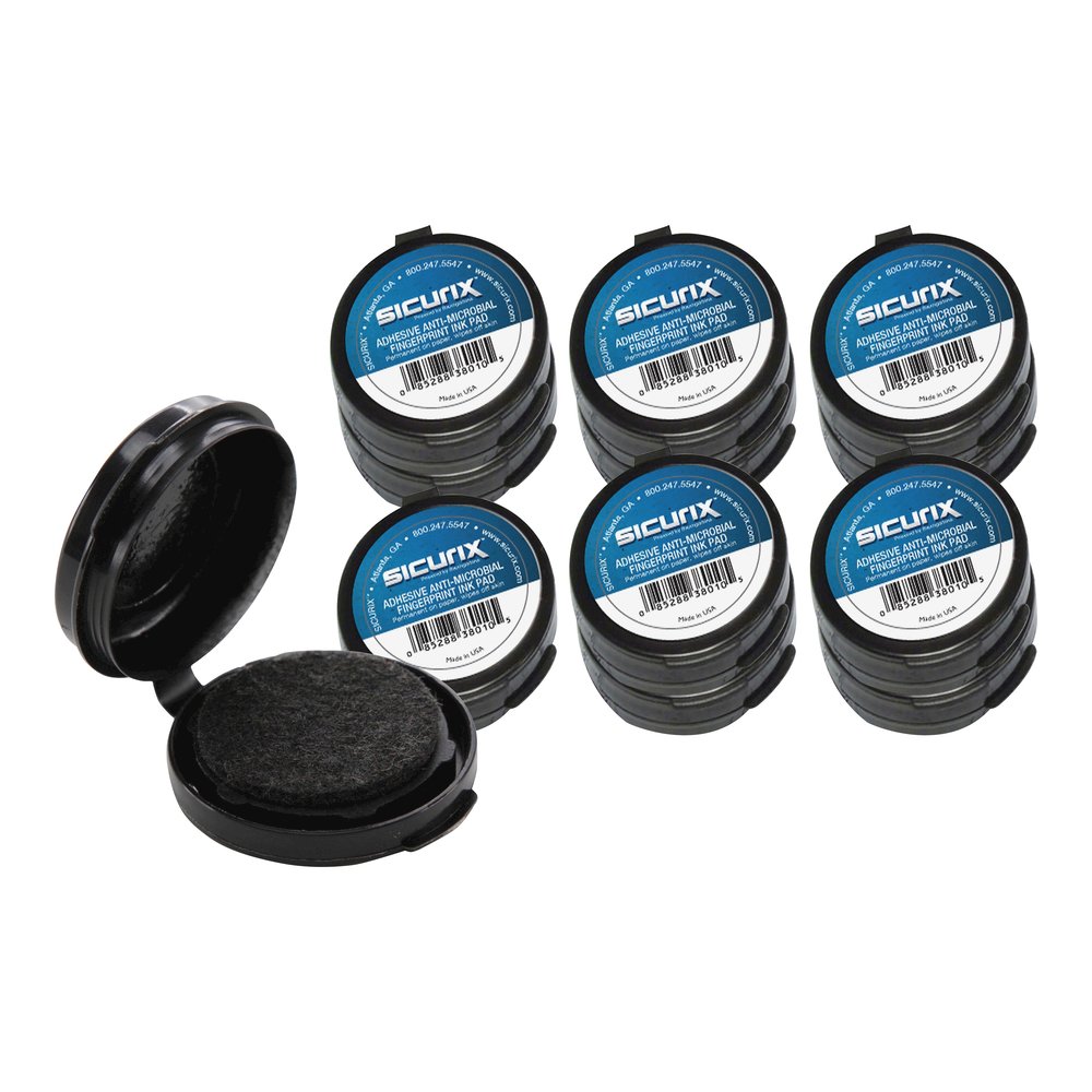 SICURIX Adhesive Fingerprint Ink Pads - 0.5" Height x 1.5" Width x 1.5" Depth - Black Ink - Black - 12 / Carton. Picture 4