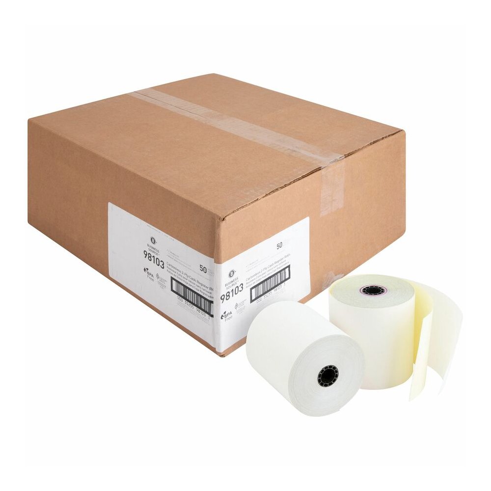 Business Source 2-part Carbonless Cash Register Rolls - 3" x 90 ft - Sustainable Forestry Initiative (SFI) - White - 50 / Carton. Picture 7