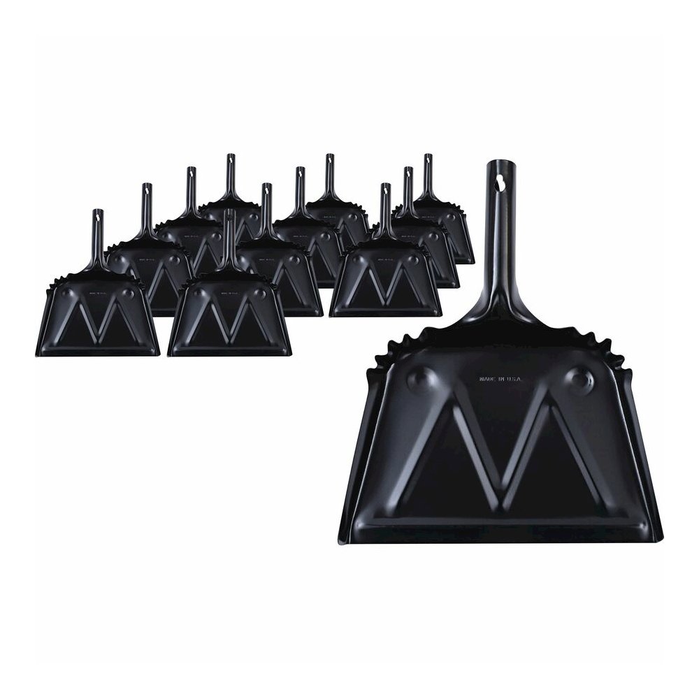 Genuine Joe Heavy-duty Metal Dustpan - 12" Wide - Steel - Black - 12 / Carton. Picture 4