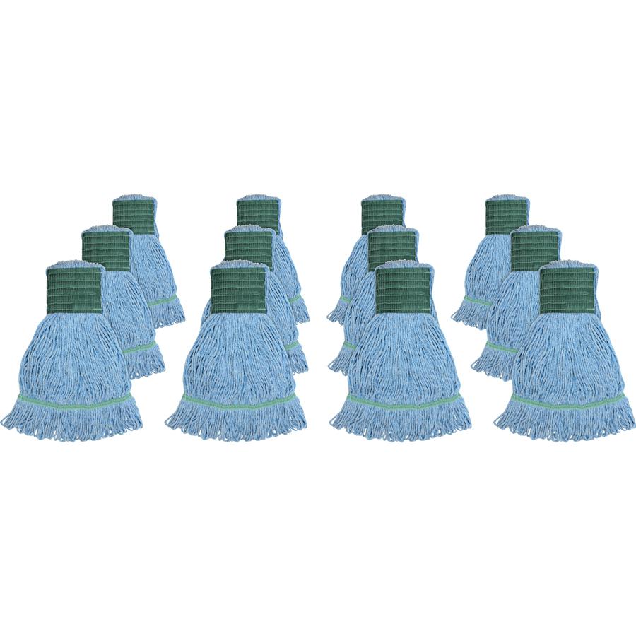 Genuine Joe Synthetic Blend Medium Mophead - Rayon, Cotton - Blue - 12 / Carton. Picture 3