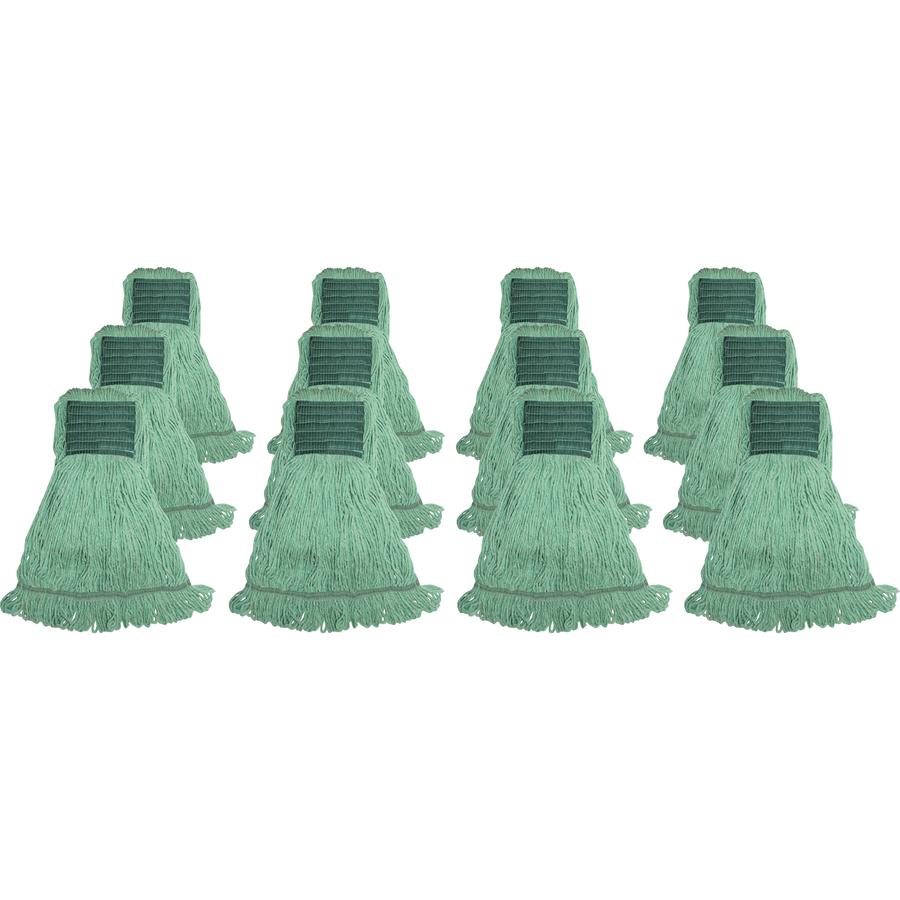 Genuine Joe Synthetic Blend Medium Mophead - Rayon, Cotton - Green - 12 / Carton. Picture 3