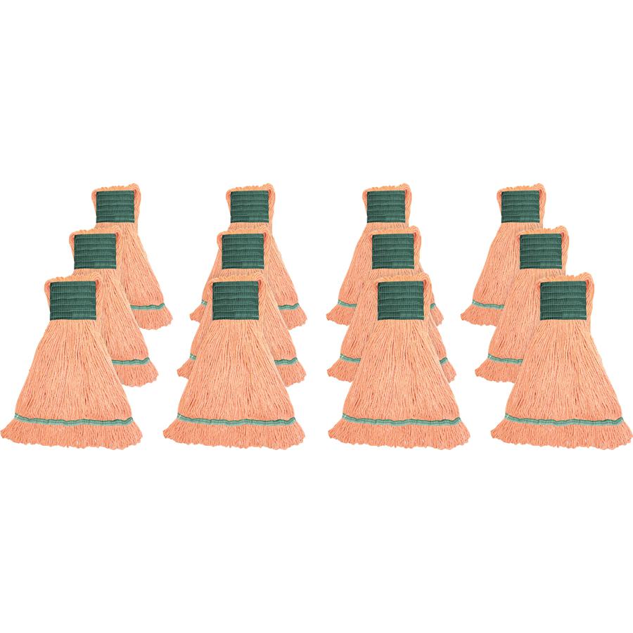 Genuine Joe Synthetic Blend Medium Mophead - Rayon, Cotton - Orange - 12 / Carton. Picture 3
