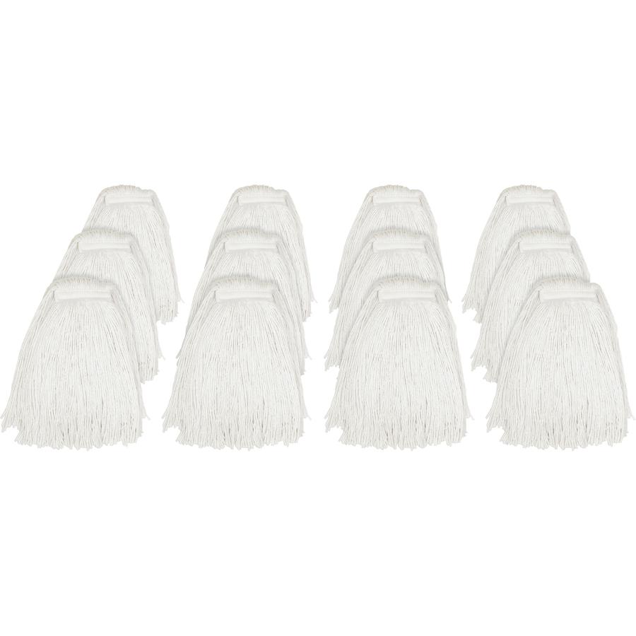 Genuine Joe Cut End Mophead - #24 - 4-ply, Cut Ends, Narrow Headband, Absorbent, Mildew Resistant - Rayon - Natural - 1.25 lb - 12 / Carton. Picture 3