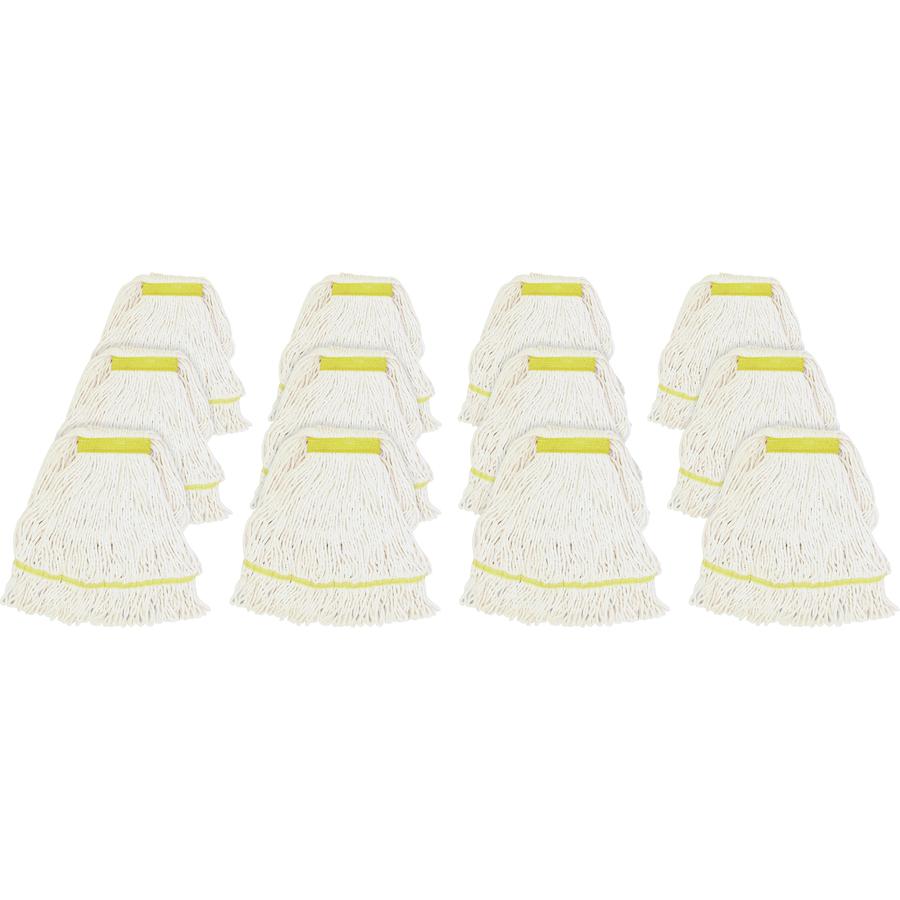 Genuine Joe Narrow Band Small Mophead - Rayon, Cotton - White - 12 / Carton. Picture 3