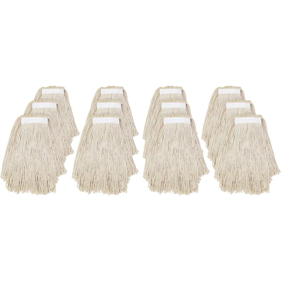 Genuine Joe Narrow Band Mophead - Cotton - Natural - 12 / Carton. Picture 3