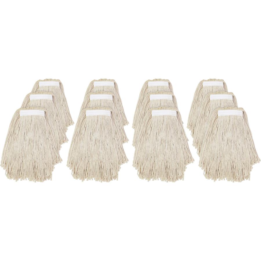 Genuine Joe Narrow Band Mophead - Cotton - Natural - 12 / Carton. Picture 3