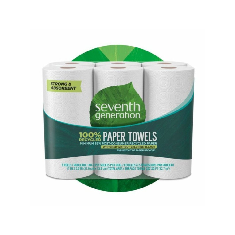 Seventh Generation 100% Recycled Paper Towels - 2 Ply - 156 Sheets/Roll - White - 24 / Carton. Picture 8