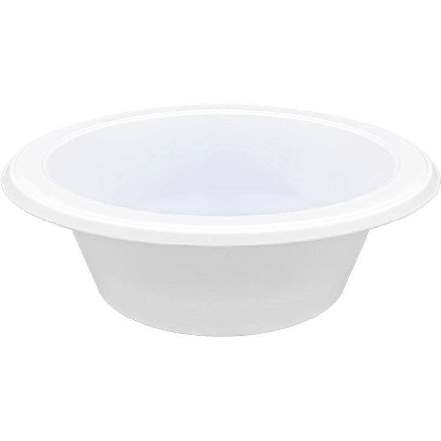 Genuine Joe 12 oz Reusable Plastic Bowls - Serving - Disposable - White - Plastic Body - 125/Pack - 8 / Carton. Picture 2