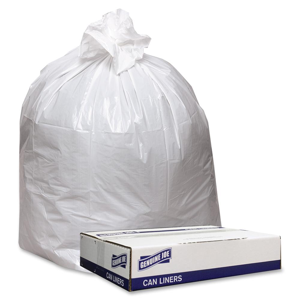 Genuine Joe Low Density White Can Liners - 33 gal Capacity - 39" Length x 33" Width x 0.90 mil (23 Micron) Thickness - Low Density - White - Industrial Trash - Recycled - 100 / Carton. Picture 2