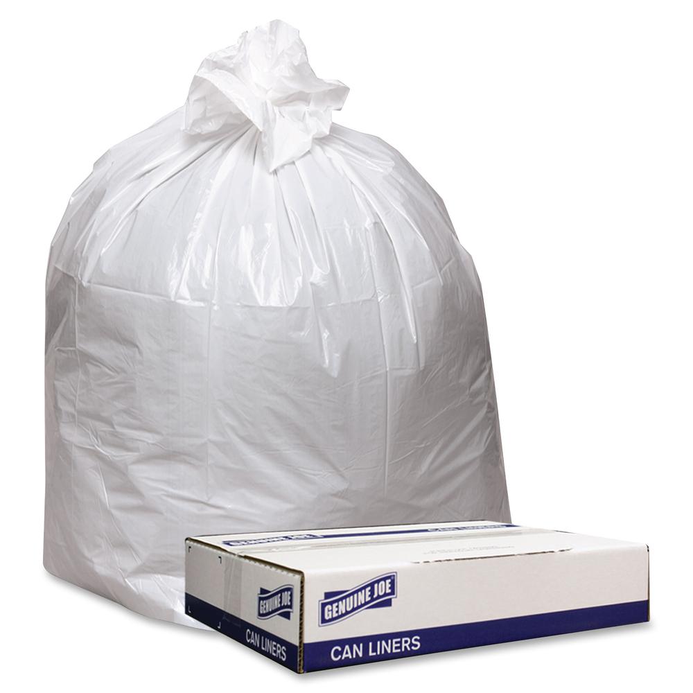 Genuine Joe Low Density White Can Liners - 45 gal Capacity - 46" Length x 40" Width x 0.90 mil (23 Micron) Thickness - Low Density - White - Industrial Trash - Recycled - 100 / Carton. Picture 3
