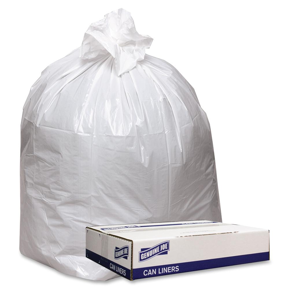 Genuine Joe Low Density White Can Liners - 56 gal Capacity - 47" Length x 43" Width x 0.90 mil (23 Micron) Thickness - Low Density - White - Industrial Trash - Recycled - 100 / Carton. Picture 2