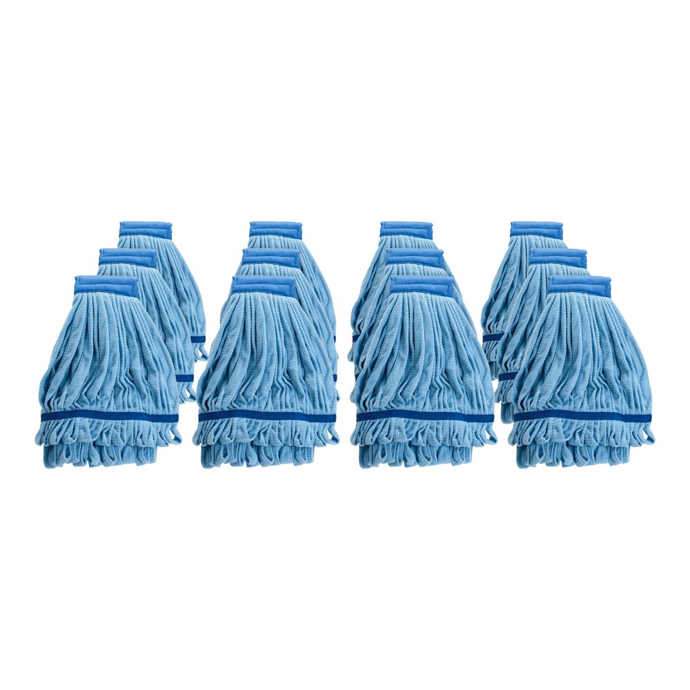 Genuine Joe Microfiber Wet Mophead Refill - Small - Absorbent, Launderable, Durable - MicroFiber - Blue - 12 / Carton. Picture 4