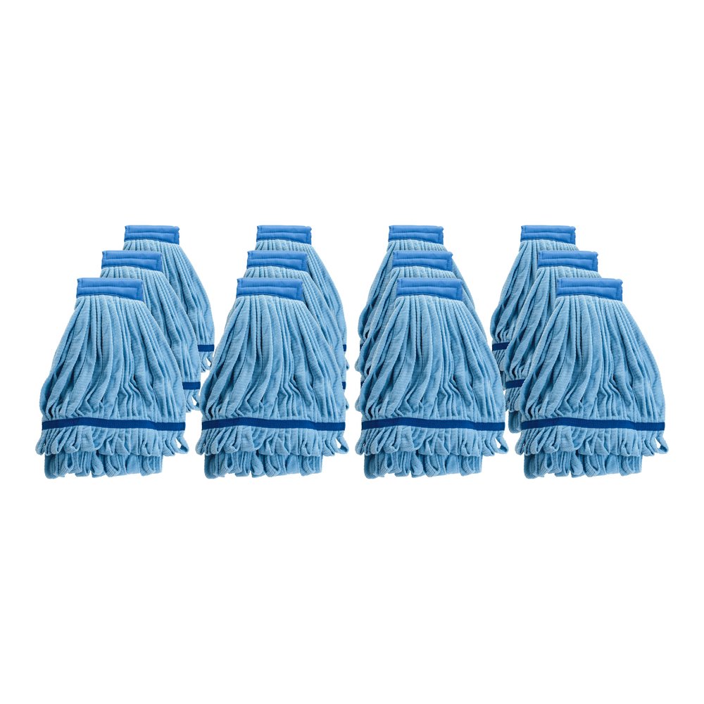 Genuine Joe Microfiber Wet Mophead Refill - Absorbent, Launderable, Durable - MicroFiber - Blue - 12 / Carton. Picture 5