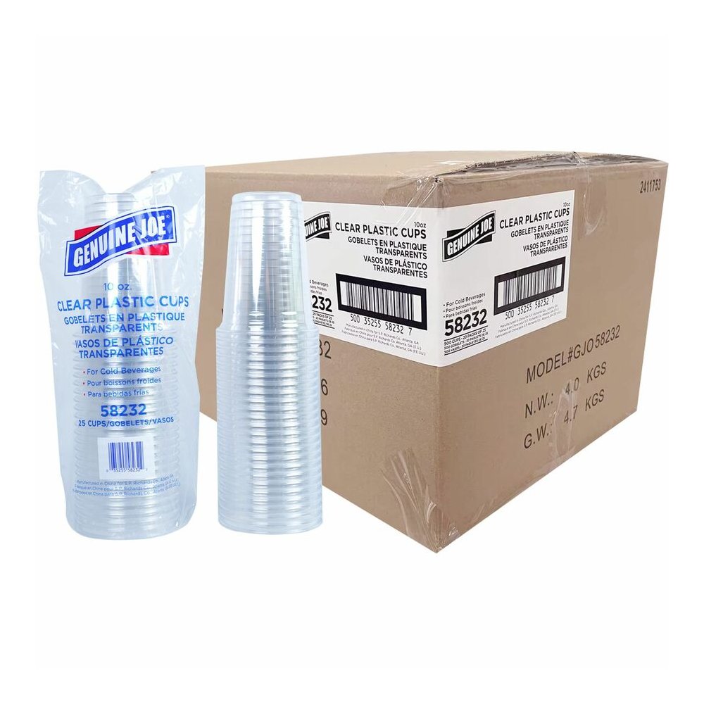 Genuine Joe 10 oz Clear Plastic Cups - 10 fl oz - Clear - Plastic - Cold Drink, Beverage - 25/Pack - 20 / Carton. Picture 7