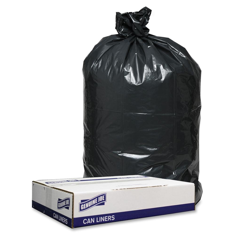 Genuine Joe Low Density Black Can Liners - 33 gal Capacity - 39" Length x 33" Width x 1.20 mil (30 Micron) Thickness - Low Density - Black - Can - Recycled - 100 / Carton. Picture 2