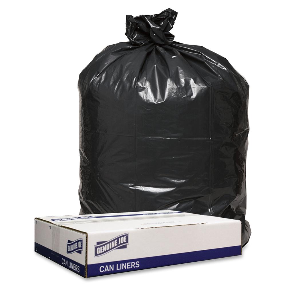 Genuine Joe Low Density Black Can Liners - 56 gal Capacity - 47" Length x 43" Width x 1.20 mil (30 Micron) Thickness - Low Density - Black - Can - Recycled - 100 / Carton. Picture 2