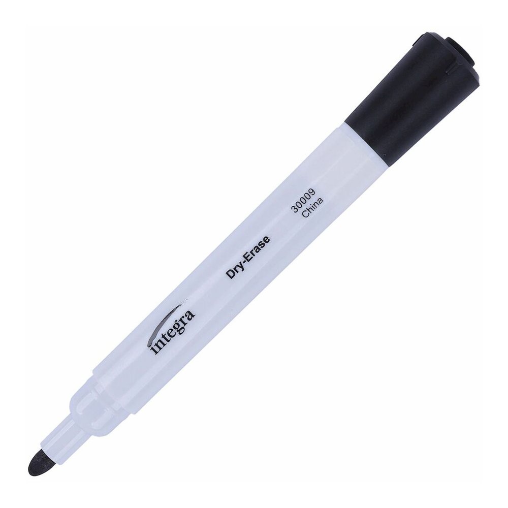 Integra Bullet Tip Dry-Erase Markers - Erasable - Black Ink - 1 Dozen. Picture 5