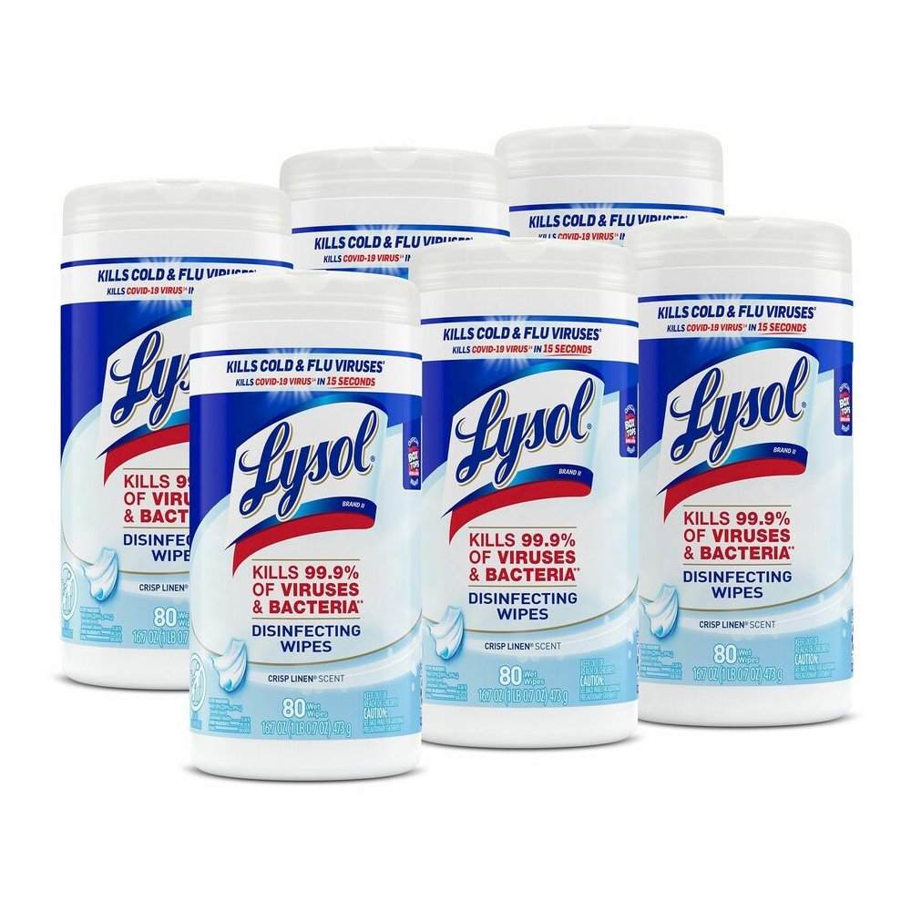 Lysol Disinfecting Wipes - For Multipurpose, Multi Surface - Wipe - Crisp Linen Scent - 7" Length x 7.25" Width - Recommended For: Virus Remover, Bacteria Remover - Disinfectant, Pre-moistened, Deodor. Picture 7