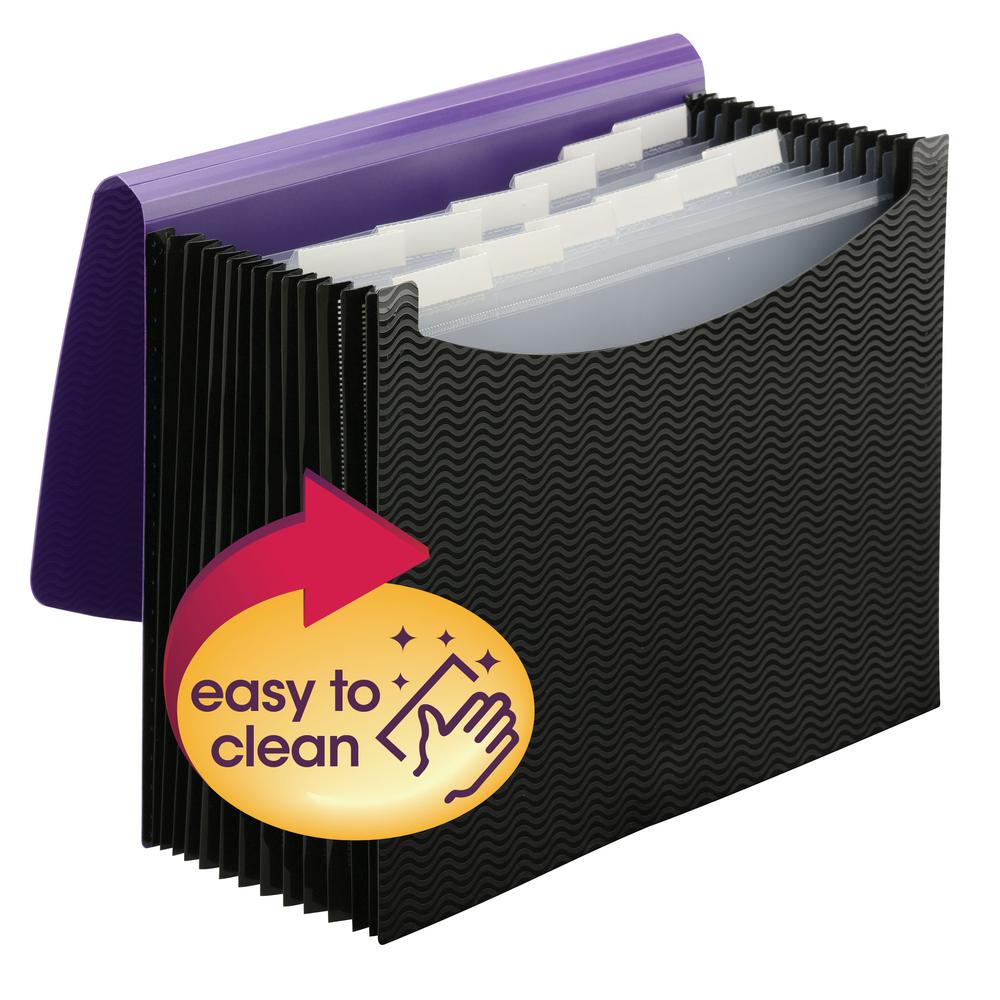 Smead Letter Expanding File - 8 1/2" x 11" - 12 Internal Pocket(s) - Purple, Black - 1 Each. Picture 3