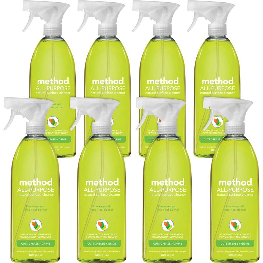 Method All-Purpose Cleaner - 28 fl oz (0.9 quart) - Lime + Seasalt Scent - 8 / Carton - Non-toxic, Triclosan-free - Lime. Picture 5