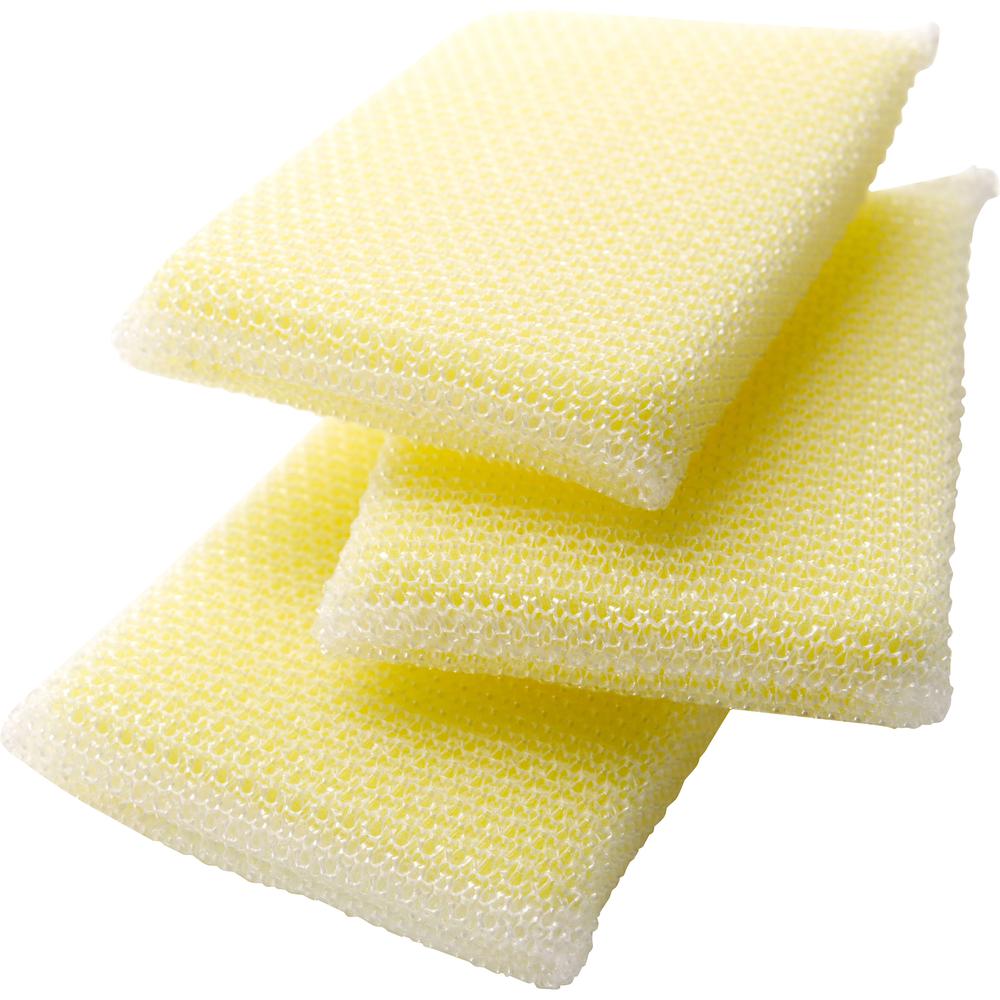 Scotch-Brite Dobie All-purpose Cleaning Pads - 0.5" Height x 2.6" Width x 4.3" Depth - 3/Pack - 8 / Carton - Polyurethane - Yellow. Picture 2