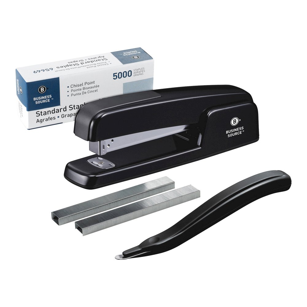Business Source Standard Stapler Value Pack - Staples Upto 20 Sheet - Holds Upto 210 Staple - Full Strip - Top Loading - Black - 1 Pack. Picture 7