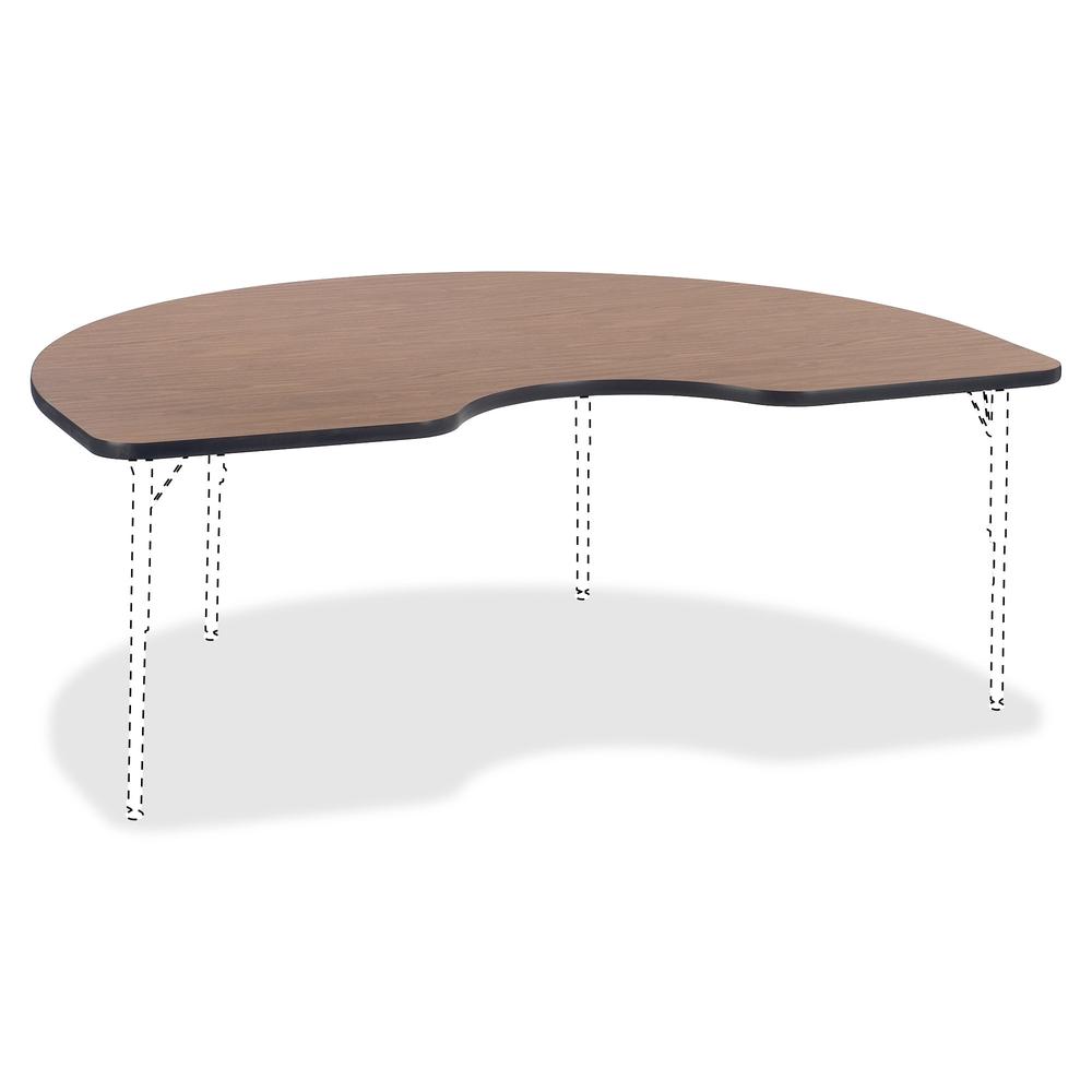 Lorell Classroom Activity Tabletop - High Pressure Laminate (HPL) Kidney-shaped, Medium Oak Top - 72" Table Top Width x 48" Table Top Depth x 1.13" Table Top Thickness - 1 Each. Picture 3